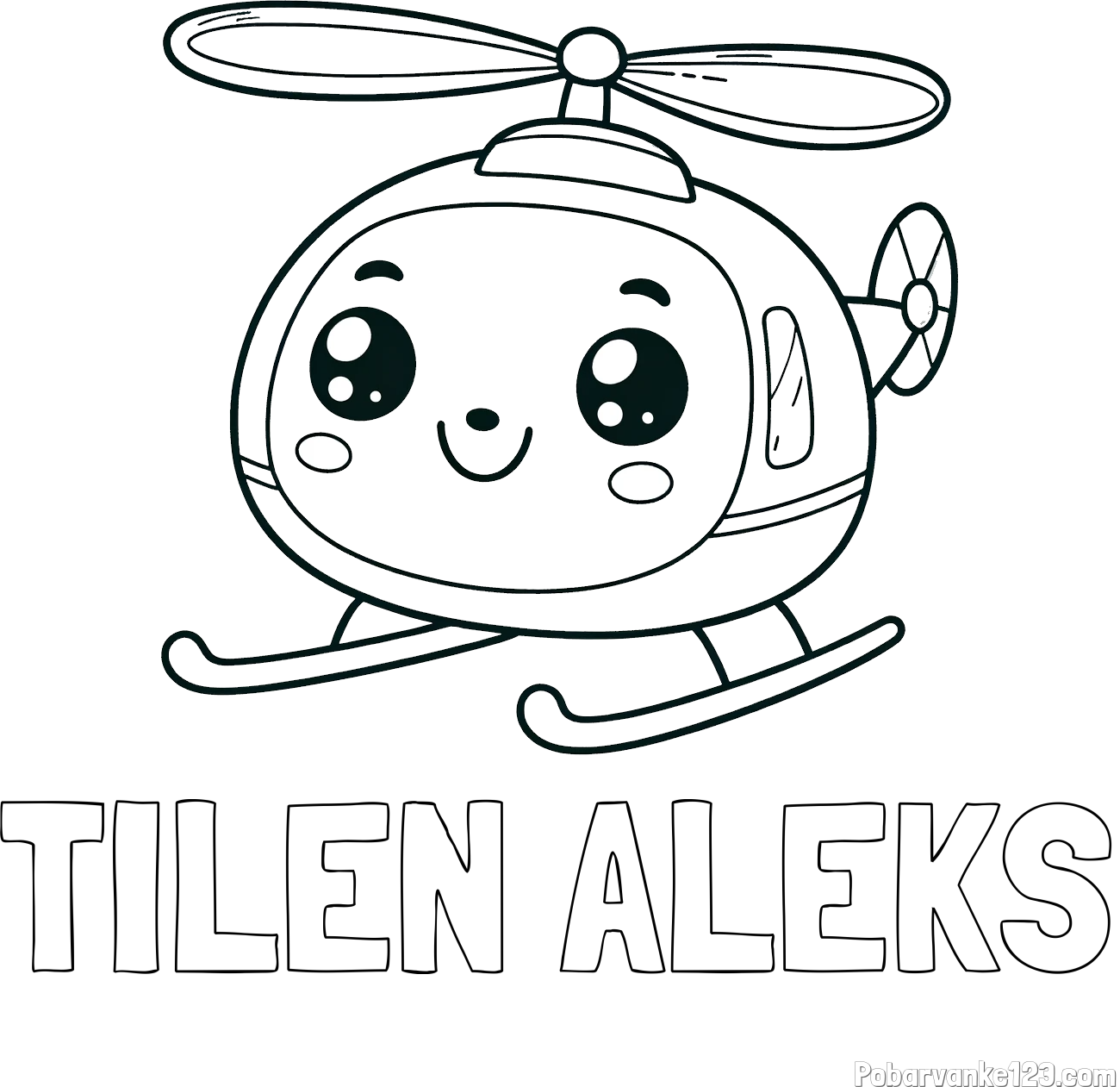 Pobarvanka imena TILEN ALEKS in otroška pobarvanka ljubkega helikopterja