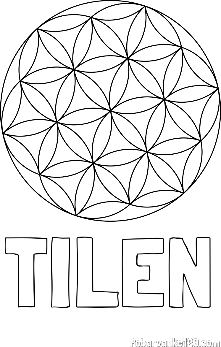 Pobarvanka imena TILEN in mandale 2