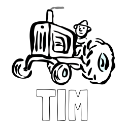 Online izdelana pobarvanka - Pobarvanka imena TIM in preprosta pobarvanka traktorja