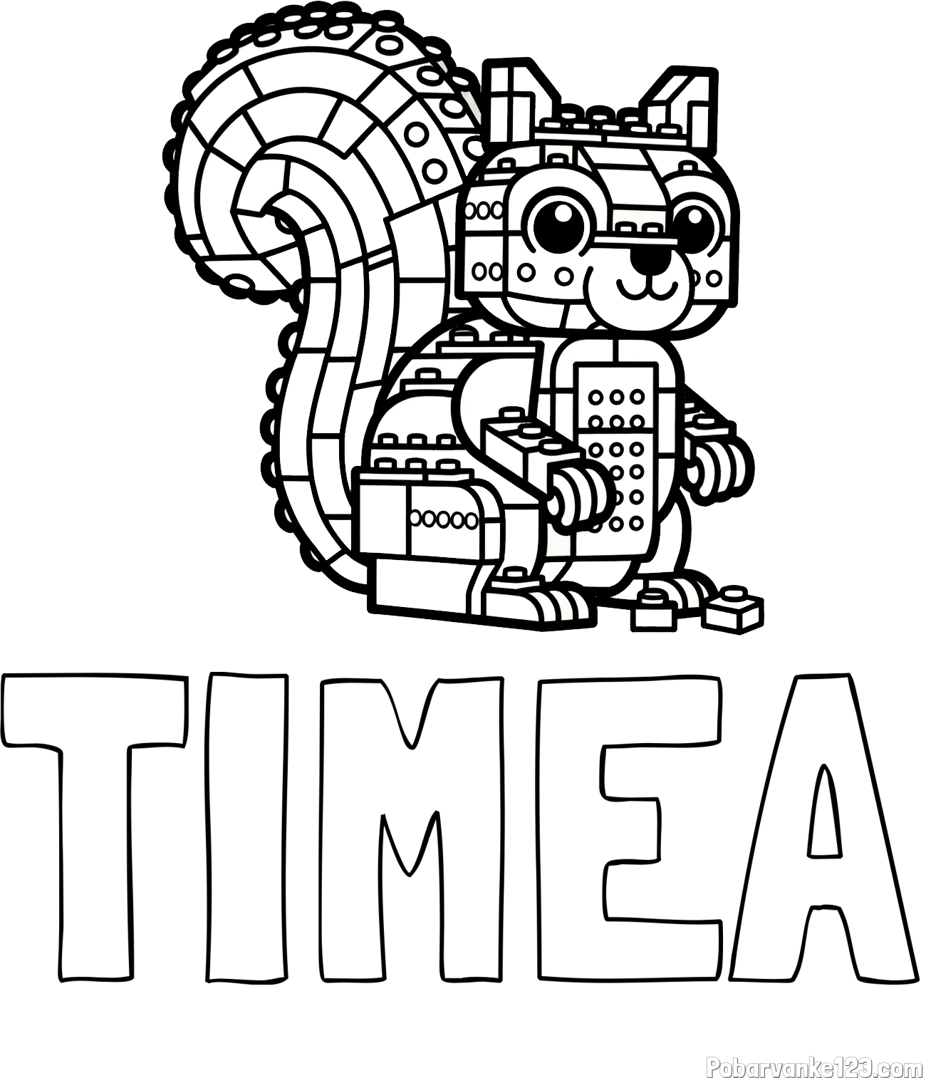 Pobarvanka imena TIMEA in pobarvanka LEGO veverice