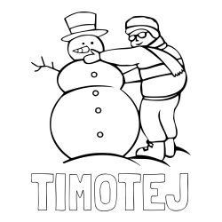 Online izdelana pobarvanka - Pobarvanka imena TIMOTEJ in pobarvanka snežaka