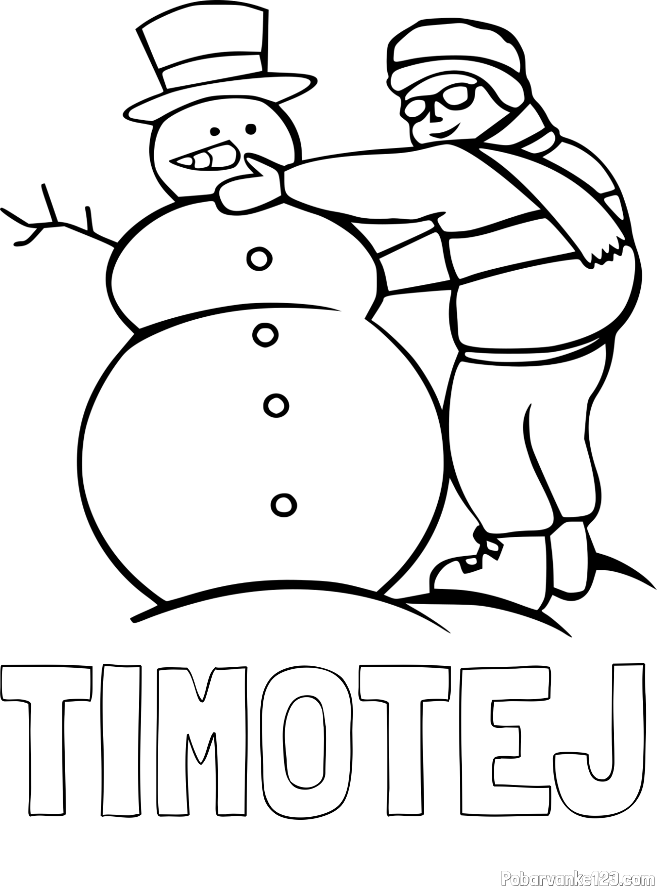 Pobarvanka imena TIMOTEJ in pobarvanka snežaka