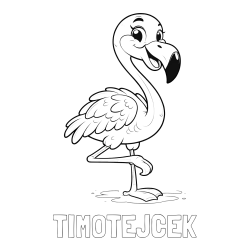 Online izdelana pobarvanka - Pobarvanka imena TIMOTEJČEK in otroška pobarvanka prikupnega flaminga