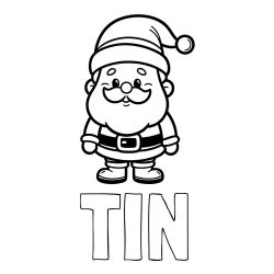 Online izdelana pobarvanka - Pobarvanka imena TIN in otroška pobarvanka Božička