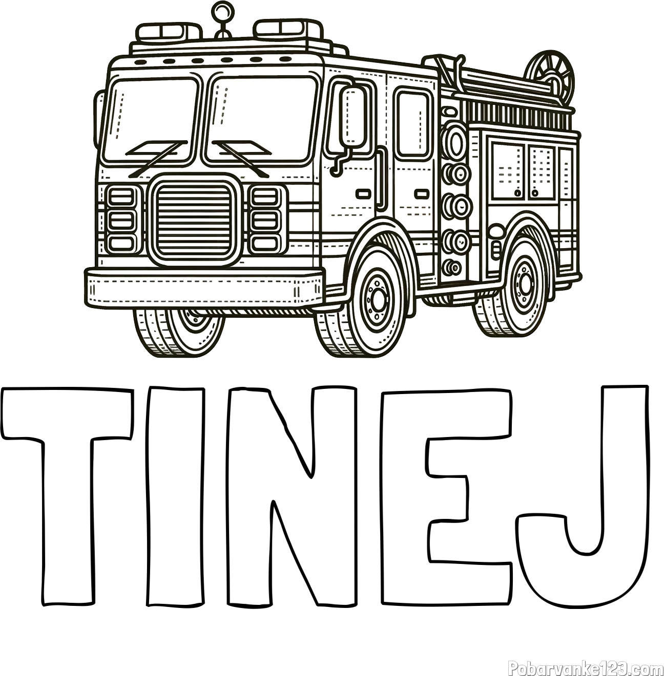 Pobarvanka imena TINEJ in pobarvanka gasilskega avta