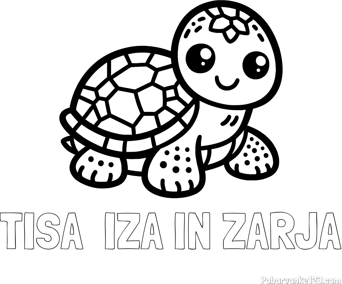 Pobarvanka imena TISA  IZA IN ZARJA in otroška pobarvanka želve