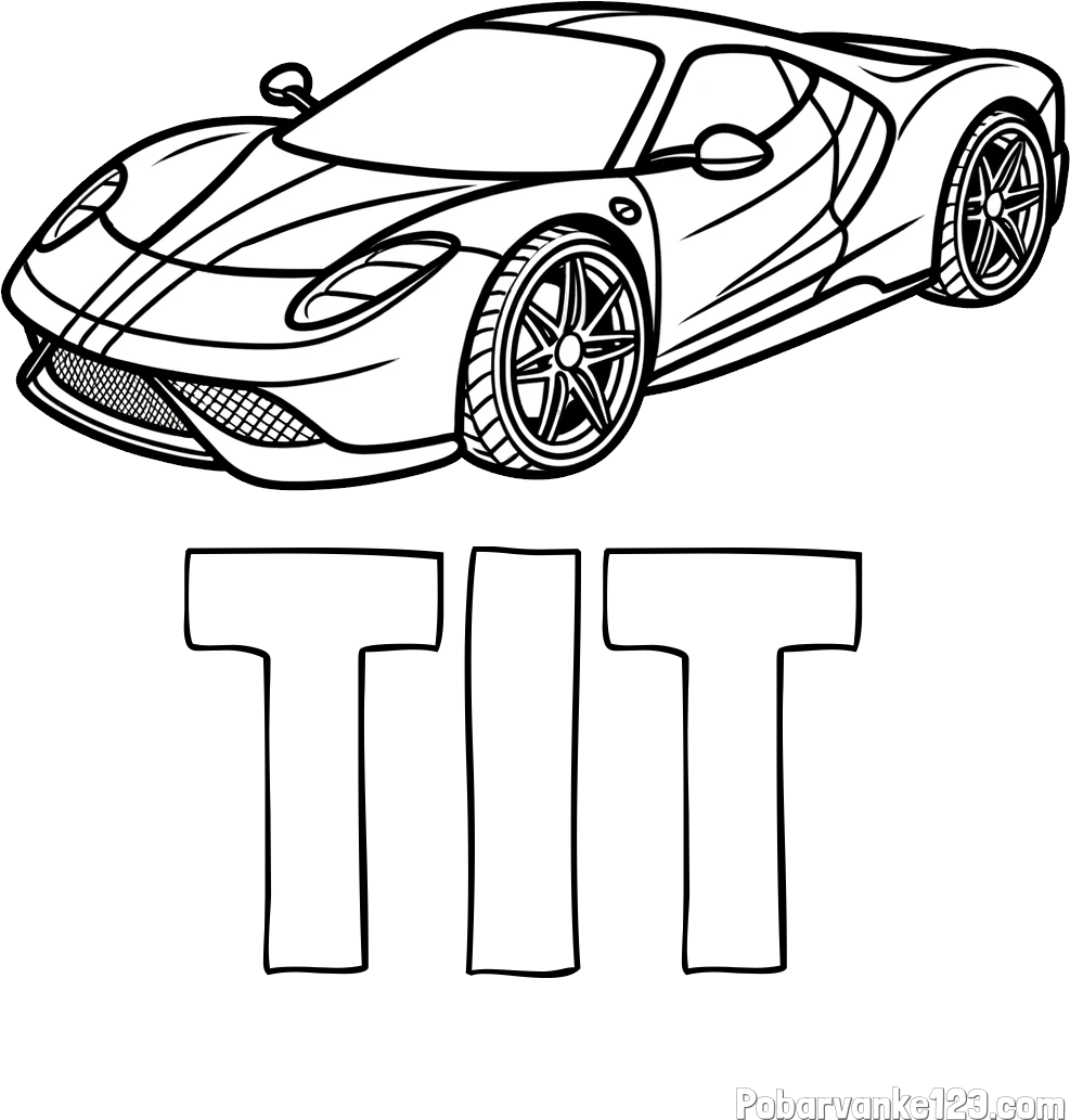 Pobarvanka imena TIT in pobarvanka dirkalnega avtomobila