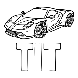 Online izdelana pobarvanka - Pobarvanka imena TIT in pobarvanka dirkalnega avtomobila