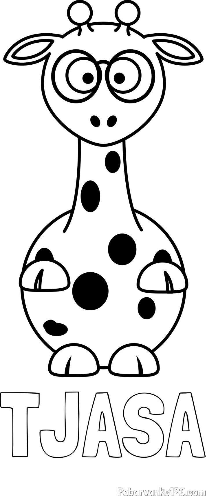 Pobarvanka imena TJAŠA in pobarvanka prikupne žirafe