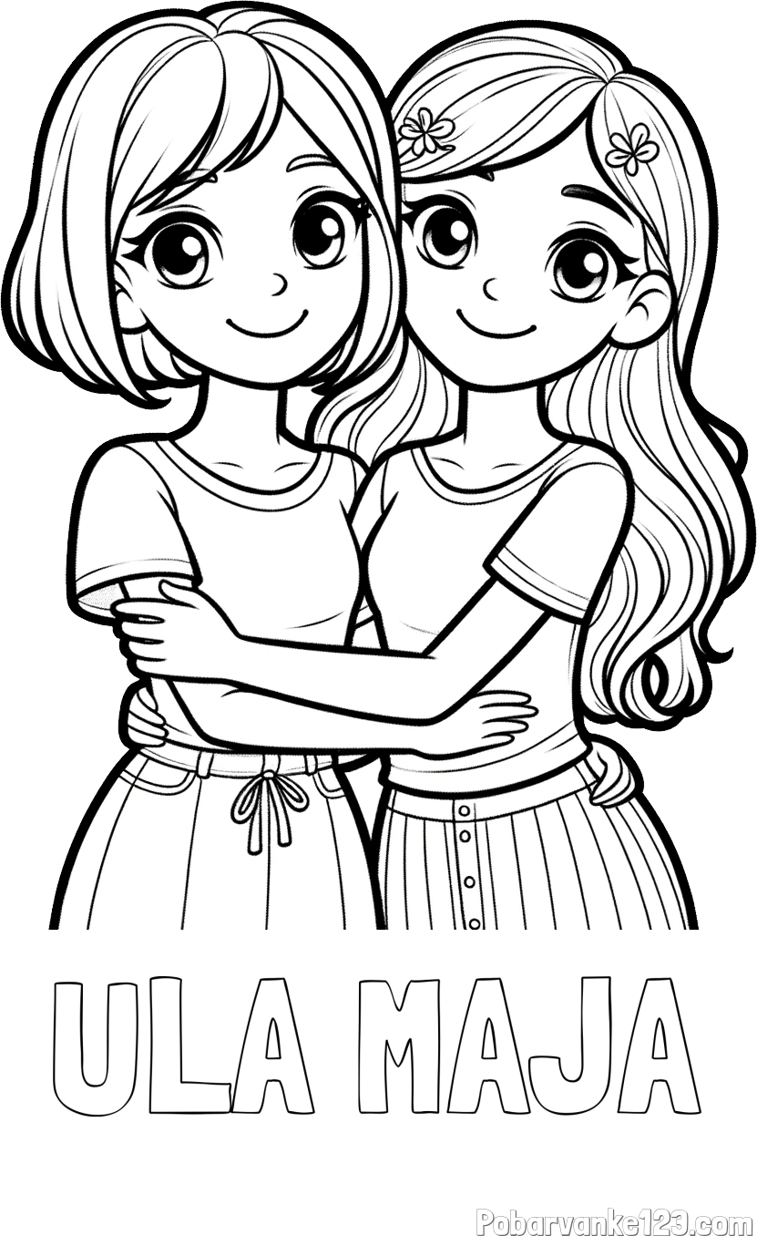 Pobarvanka imena ULA MAJA in pobarvanka ljubkih prijateljic