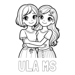 Online izdelana pobarvanka - Pobarvanka imena ULA MS in pobarvanka ljubkih prijateljic