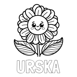 Online izdelana pobarvanka - Pobarvanka imena URŠKA in pobarvanka ljubke in nasmejane rože