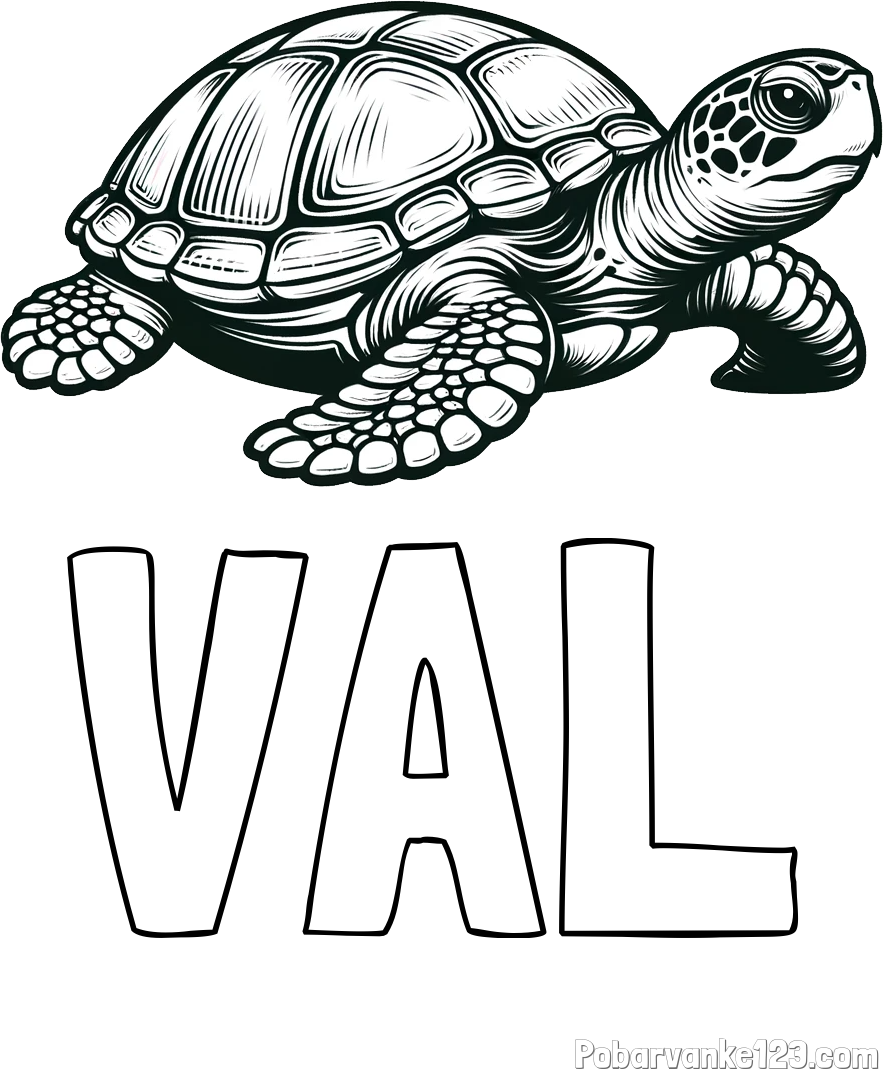 Pobarvanka imena VAL in pobarvanka velike želve