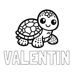 Online izdelana pobarvanka - Pobarvanka imena VALENTIN in otroška pobarvanka želve