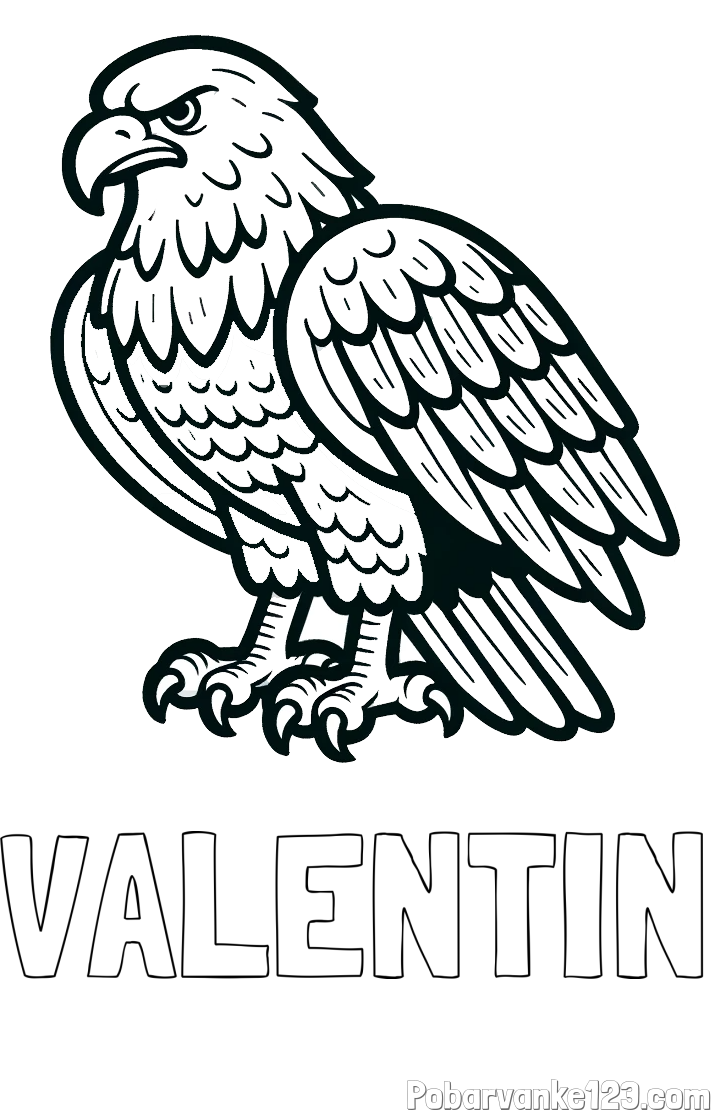 Pobarvanka imena VALENTIN in pobarvanka orla