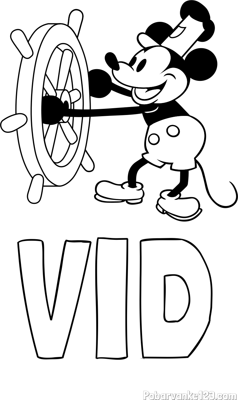 Pobarvanka imena VID in pobarvanka Miki Miške (Mickey Mouse)