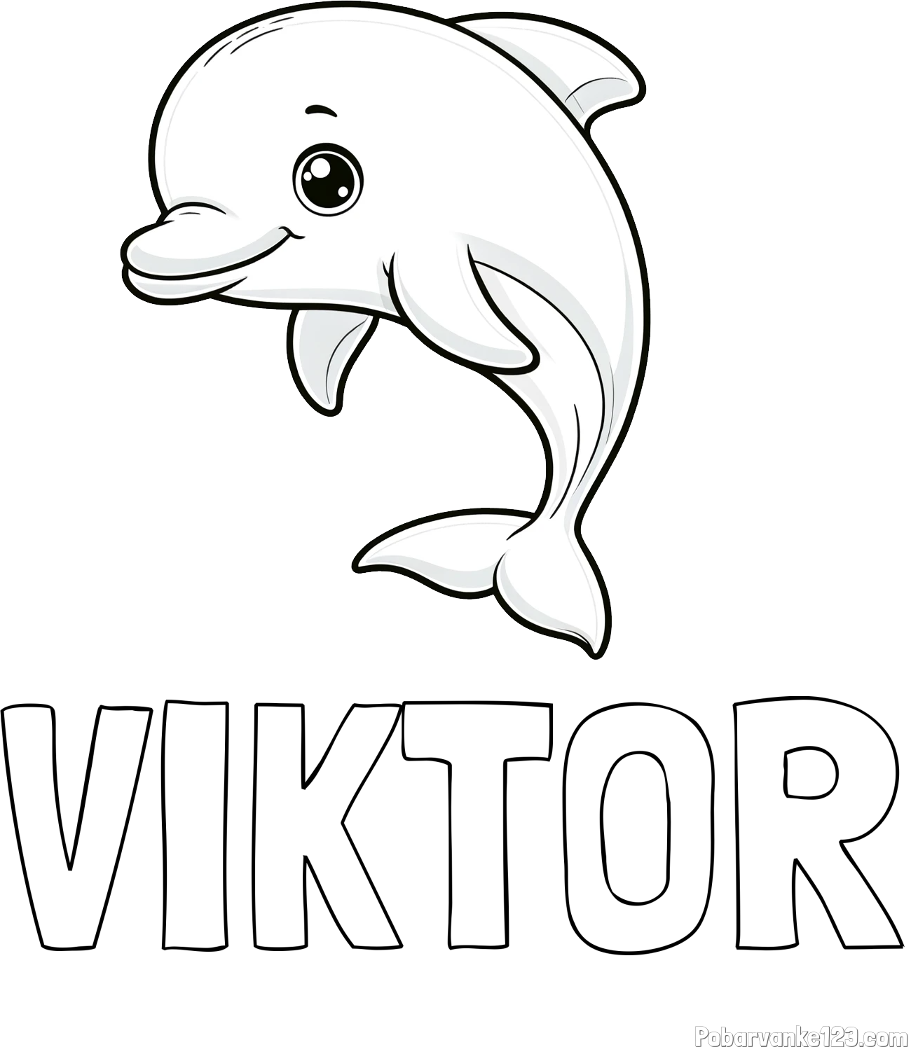Pobarvanka imena VIKTOR in otroška pobarvanka ljubkega delfina