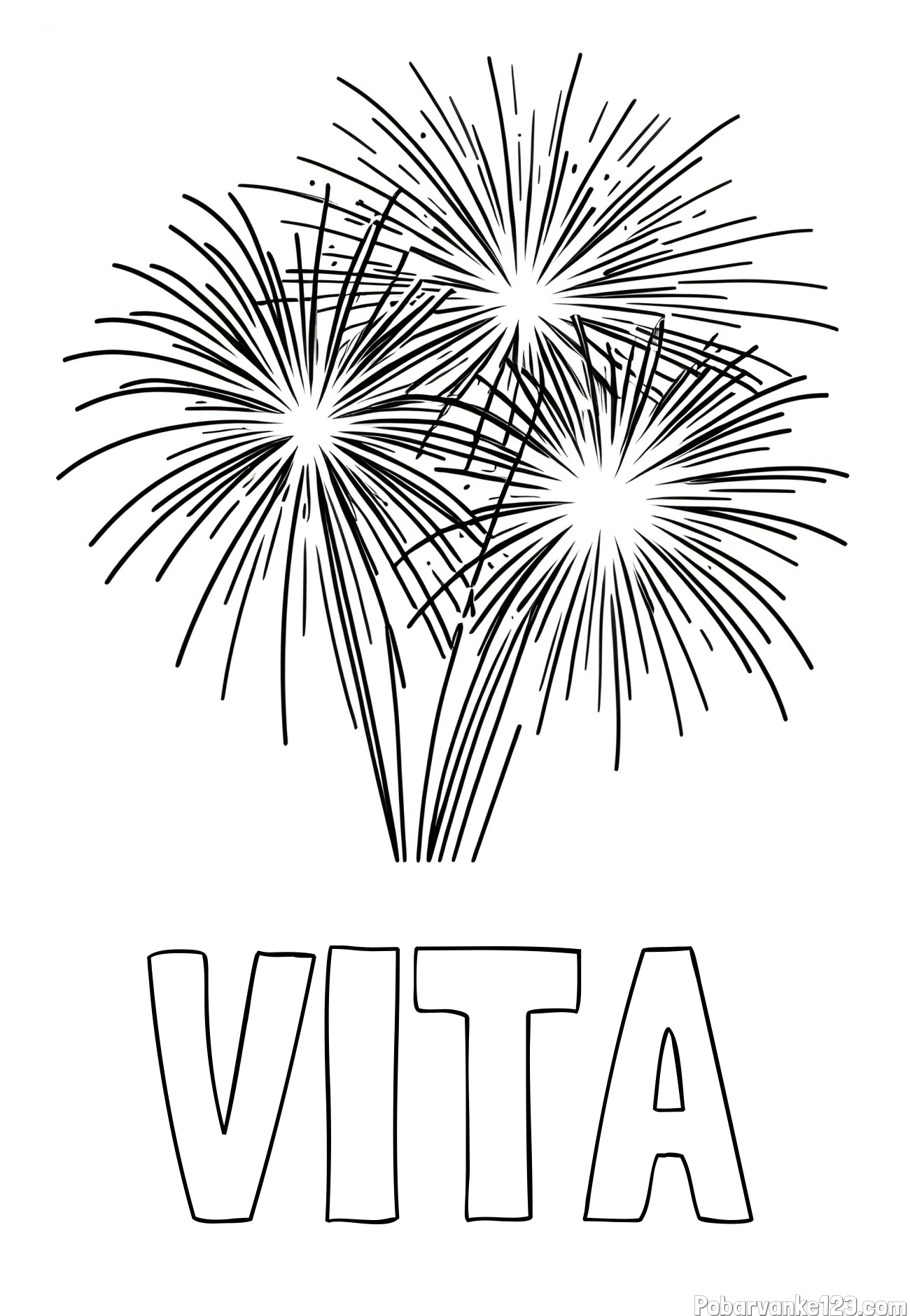 Pobarvanka imena VITA in lepa pobarvanka ognjemeta