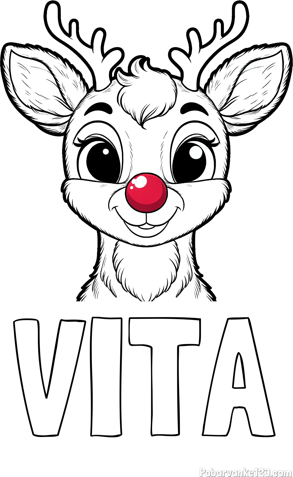 Pobarvanka imena VITA in otroška pobarvanka simpatičnega jelenčka Rudolfa