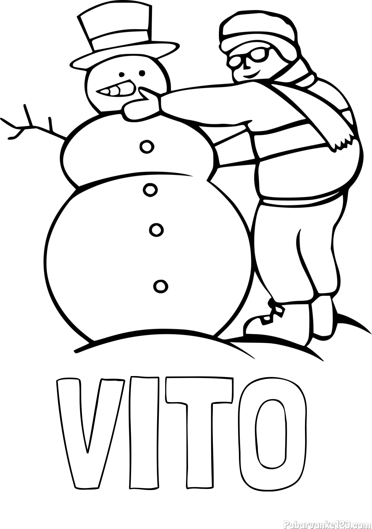 Pobarvanka imena VITO in pobarvanka snežaka