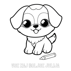 Online izdelana pobarvanka - Pobarvanka imena VSE NAJ BOLJŠE JULIJA in pobarvanka prikupnega kužka