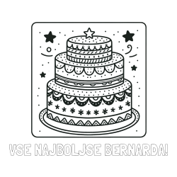 Online izdelana pobarvanka - Pobarvanka imena VSE NAJBOLJŠE BERNARDA! in pobarvanka slastne torte