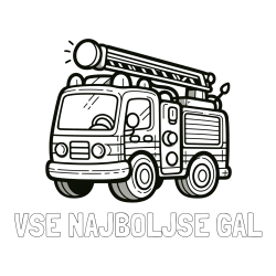 Online izdelana pobarvanka - Pobarvanka imena VSE NAJBOLJŠE GAL in otroška pobarvanka preprostega gasilskega avta