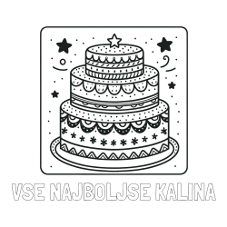 Online izdelana pobarvanka - Pobarvanka imena VSE NAJBOLJŠE KALINA in pobarvanka slastne torte