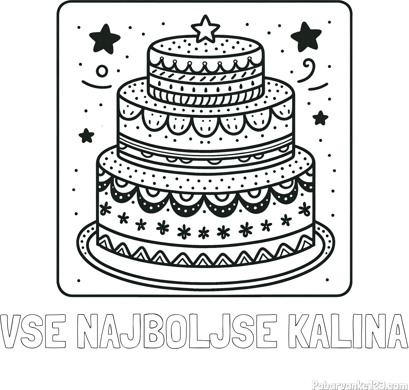 Pobarvanka imena VSE NAJBOLJŠE KALINA in pobarvanka slastne torte