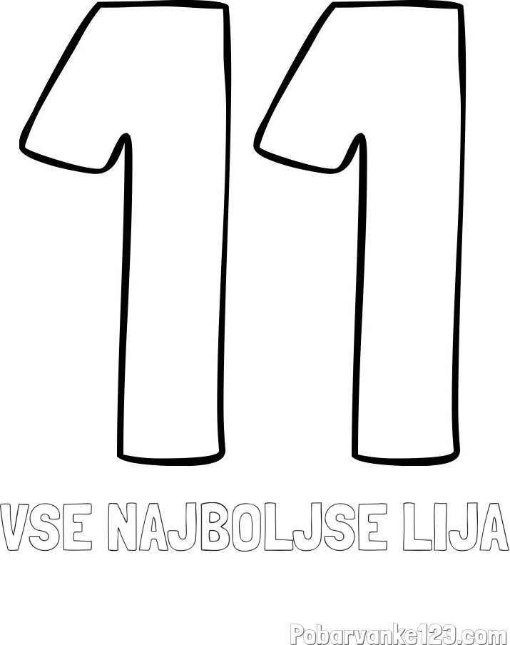 Pobarvanka imena VSE NAJBOLJŠE LIJA in pobarvanka številke enajst (11)