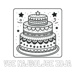 Online izdelana pobarvanka - Pobarvanka imena VSE NAJBOLJŠE ZOJA in pobarvanka slastne torte