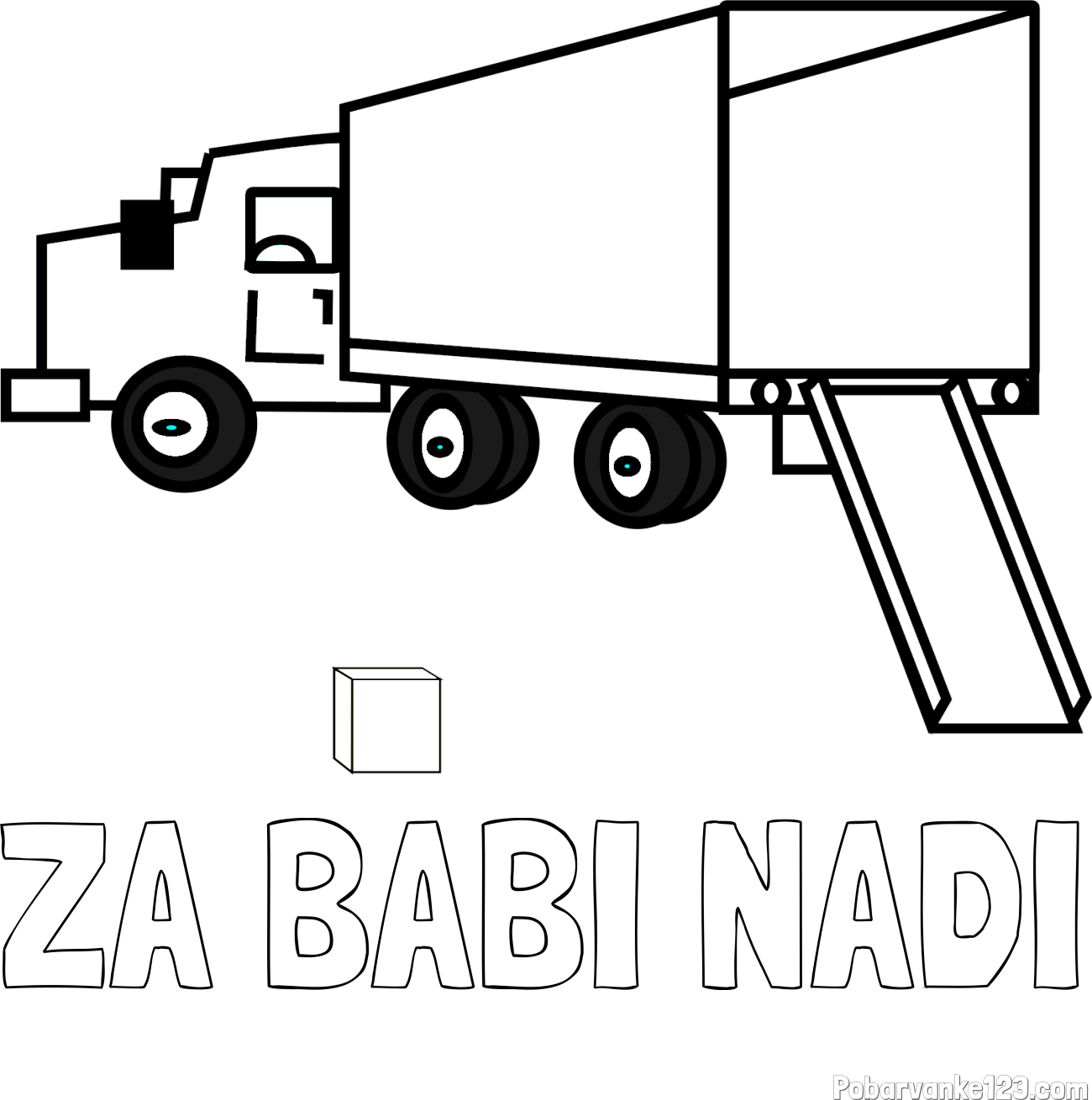 Pobarvanka imena ZA BABI NADI in pobarvanka velikega tovornjaka pri nakladanju