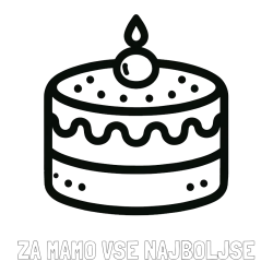 Online izdelana pobarvanka - Pobarvanka imena ZA MAMO VSE NAJBOLJŠE in otroška pobarvanka majhne torte