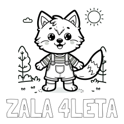 Online izdelana pobarvanka - Pobarvanka imena ZALA 4LETA in pobarvanka ljubkega volka