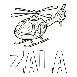 Online izdelana pobarvanka - Pobarvanka imena ZALA in pobarvanka manjšega helikopterja