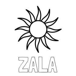 Online izdelana pobarvanka - Pobarvanka imena ZALA in pobarvanka sončka