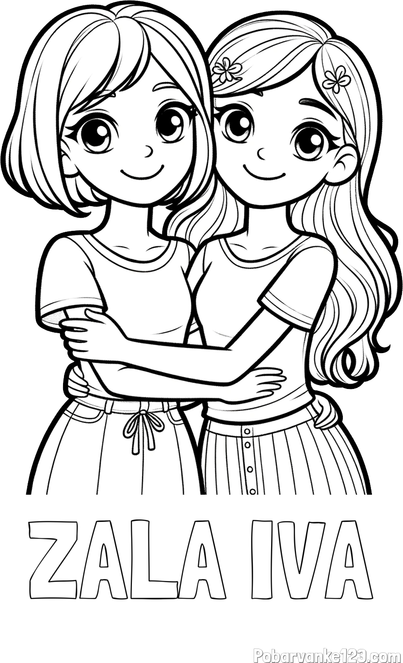 Pobarvanka imena ZALA IVA in pobarvanka ljubkih prijateljic