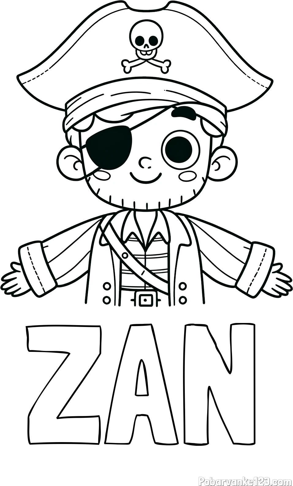 Pobarvanka imena ŽAN in pobarvanka prijaznega gusarja