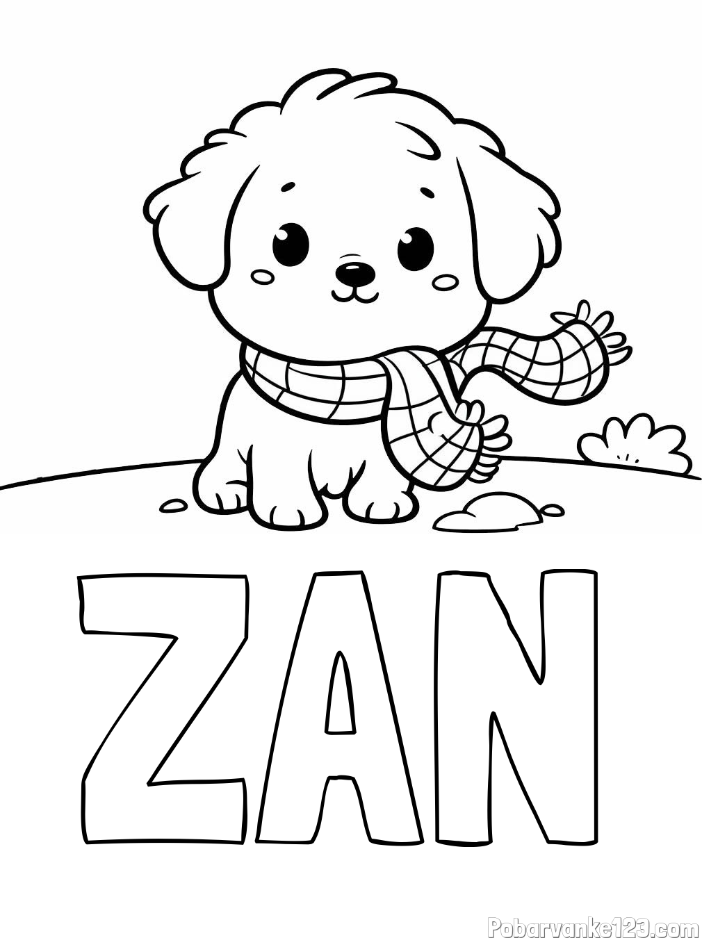 Pobarvanka imena ŽAN in pobarvanka prikupnega psička