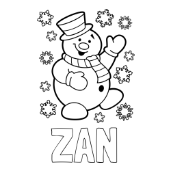 Online izdelana pobarvanka - Pobarvanka imena ŽAN in pobarvanka veselega snežaka