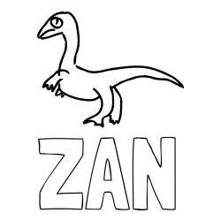 Online izdelana pobarvanka - Pobarvanka imena ŽAN in pobarvanka žalostnega dinozavra