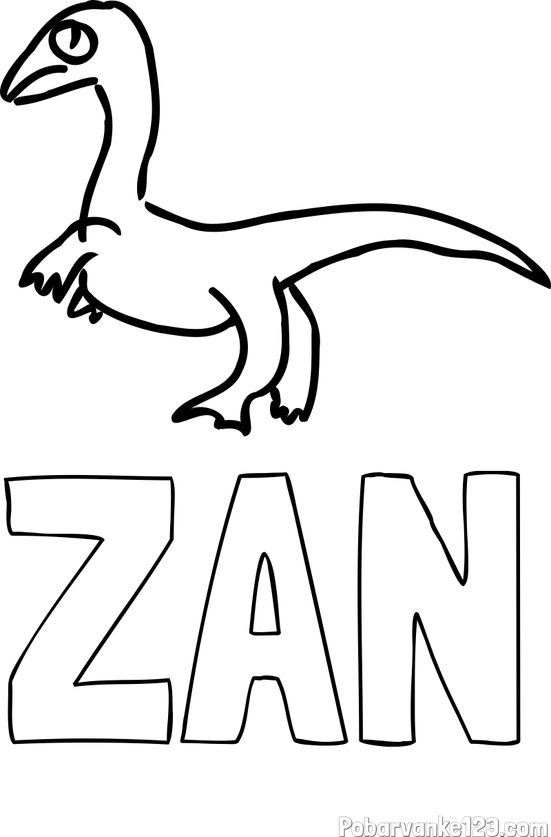 Pobarvanka imena ŽAN in pobarvanka žalostnega dinozavra