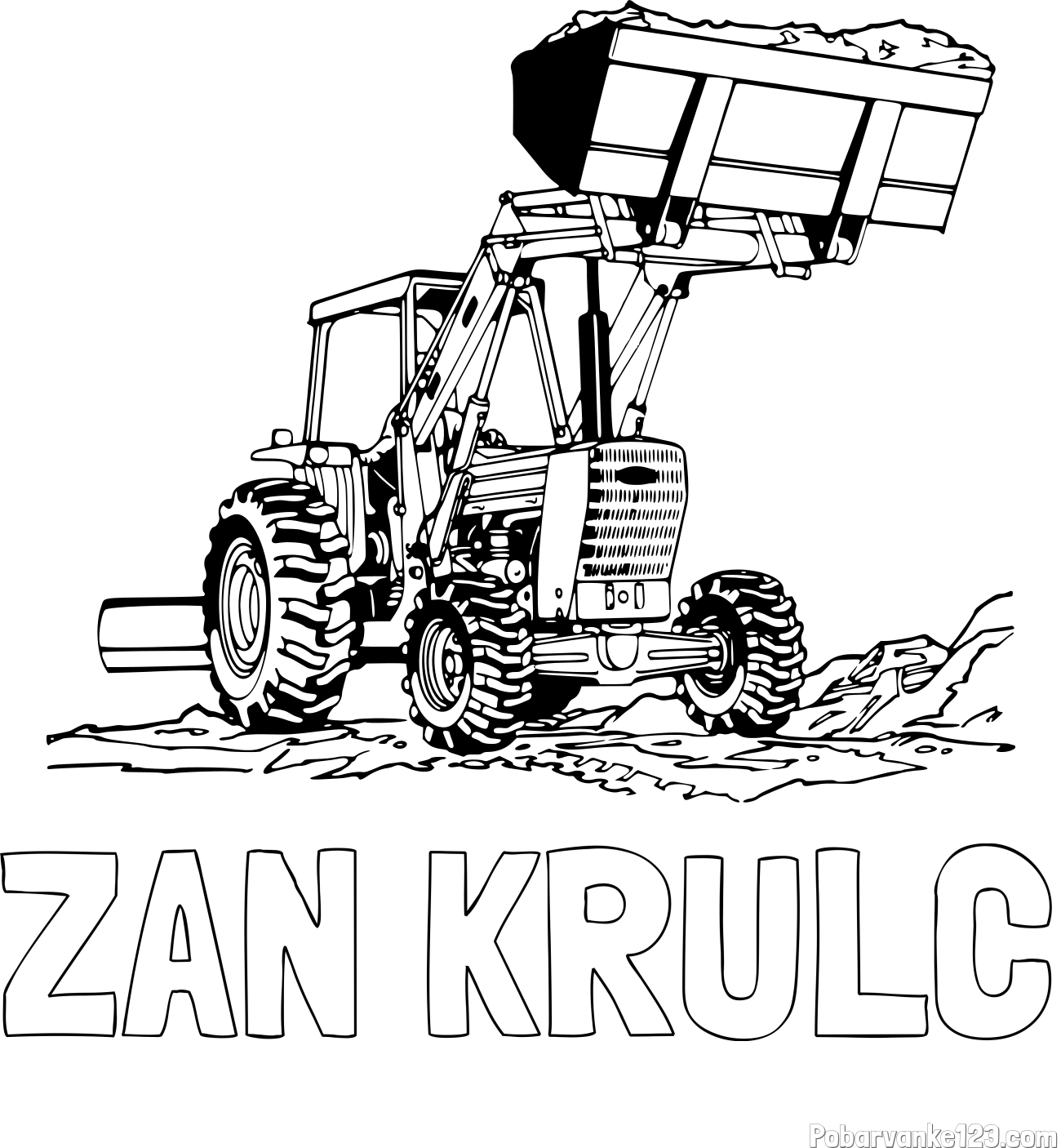 Pobarvanka imena ŽAN KRULC in pobarvanka traktorja