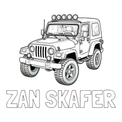 Online izdelana pobarvanka - Pobarvanka imena ŽAN ŠKAFER in pobarvanka džipa
