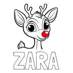 Online izdelana pobarvanka - Pobarvanka imena ZARA in pobarvanka ljubkega jelenčka Rudolfa