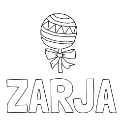 Online izdelana pobarvanka - Pobarvanka imena ZARJA in lollipop