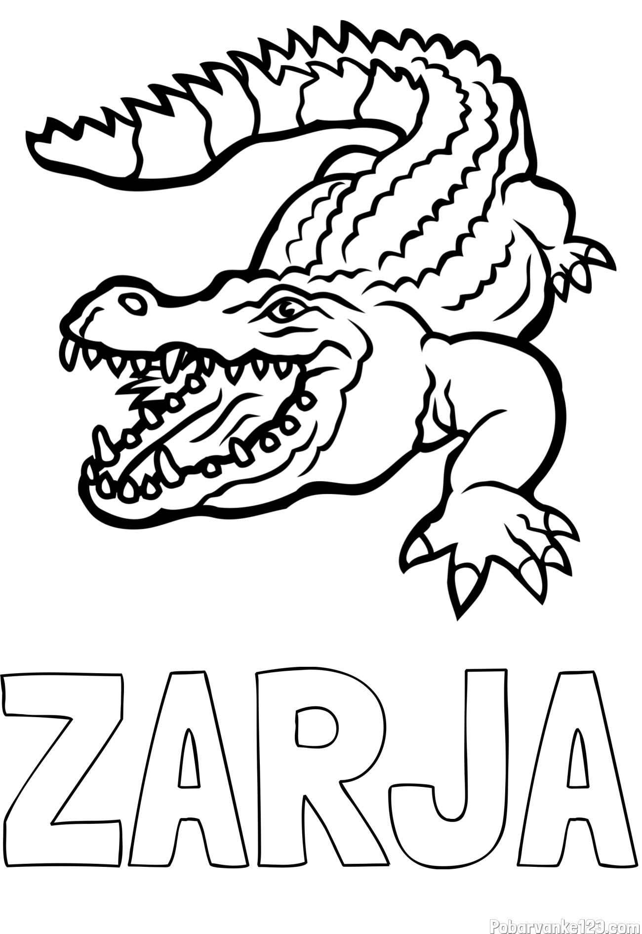 Pobarvanka imena ZARJA in pobarvanka krokodila