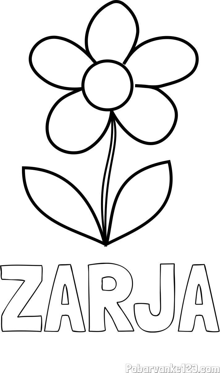 Pobarvanka imena ZARJA in pobarvanka lepe cvetlice