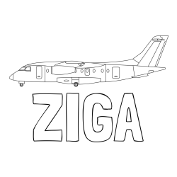 Online izdelana pobarvanka - Pobarvanka imena ŽIGA in pobarvanka potniškega aviona