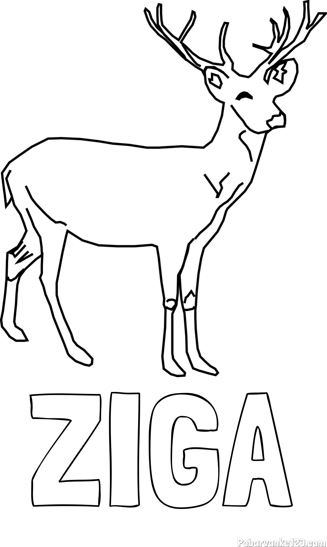 Pobarvanka imena ŽIGA in pobarvanka preprostega jelenčka